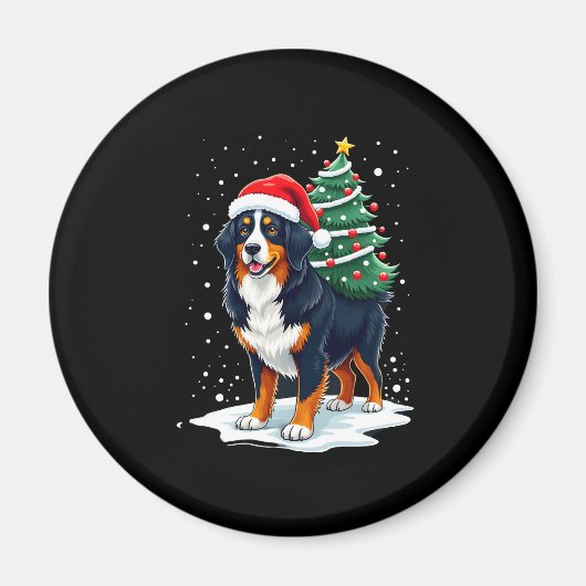 Cute Bernese Mountain Dog in a Christmas Tree for Magneet (Voorkant)