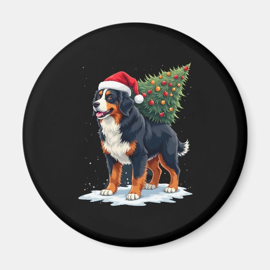 Cute Bernese Mountain Dog in a Christmas Tree for  Magneet (Voorkant)