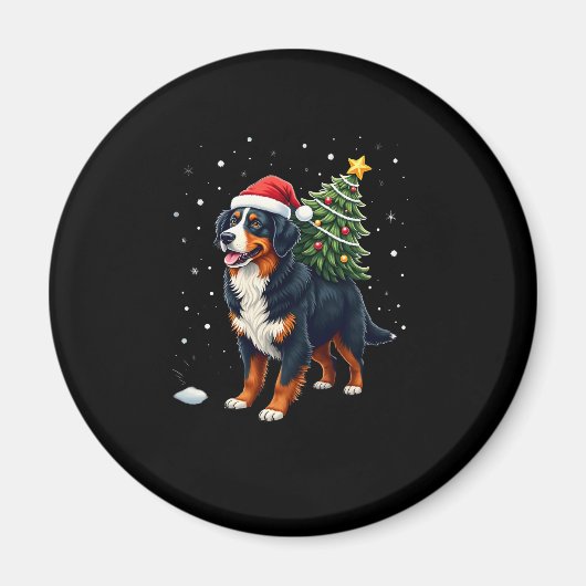Cute Bernese Mountain Dog in a Christmas Tree for Magneet (Voorkant)