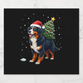Cute Bernese Mountain Dog in a Christmas Tree for Sparkling Wijnetiket (Enkel label)