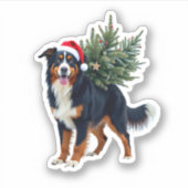 Cute Bernese Mountain Dog in a Christmas Tree for Sticker (Voorkant)