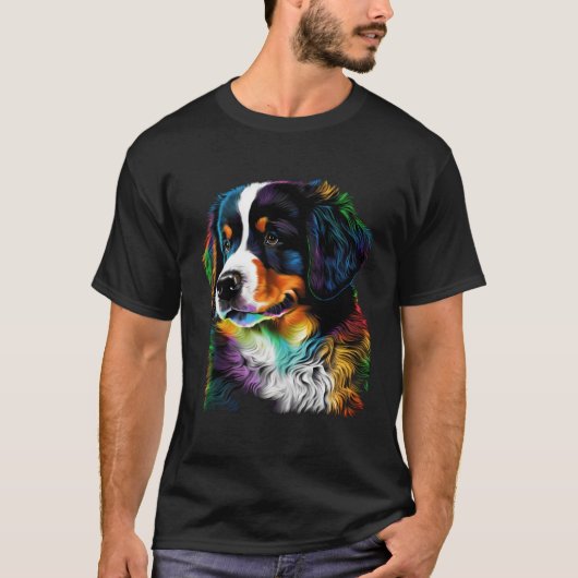 Cute Bernese Mountain Dog Puppy  Unique Artistic T-shirt (Voorkant)