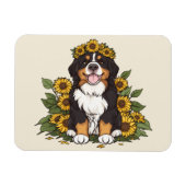 Cute Bernese Mountain Dog Wearing Sunflower Crown Magneet (Horizontaal)