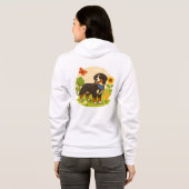 Cute Bernese Mountain Dog with Sunflower & Butterf Hoodie (Achterkant volledig)