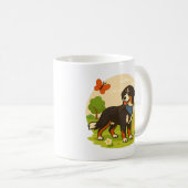 Cute Bernese Mountain Dog with Sunflower & Butterf Koffiemok (Voorkant rechts)