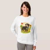 Cute Bernese Mountain Dog with Sunflower & Butterf T-shirt (Voorkant volledig)