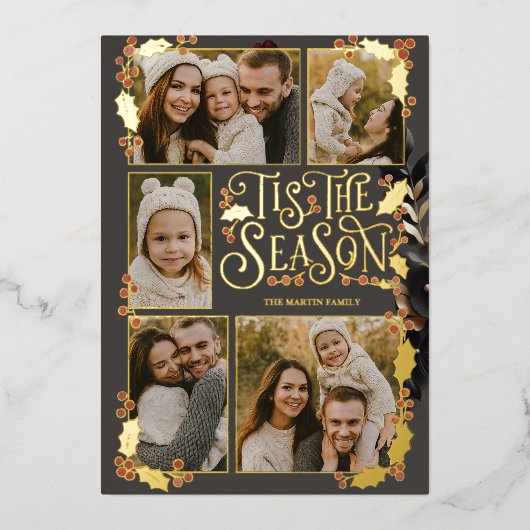 Cute Berry Christmas Folie Feestdagenkaart (Voorkant)