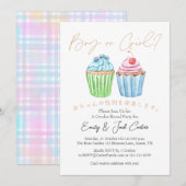 Cute Berry Cupcakes Boy or Girl Gender Reveal Kaart (Voorkant / Achterkant)