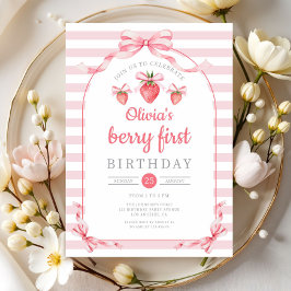 Cute Berry Eerste Meisje 1e Verjaardag Kaart