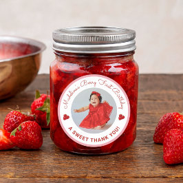 Cute Berry First Birthday A Sweet Thank You Ronde Sticker