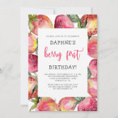 Cute Berry First Birthday Strawberry Party Kaart (Voorkant)