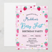 Cute Berry First  invitation  Kaart (Voorkant / Achterkant)