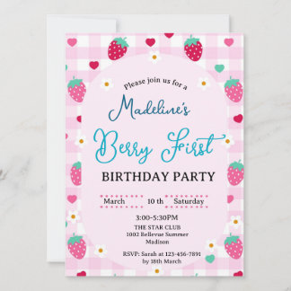 Cute Berry First invitation Kaart