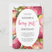 Cute Berry First Strawberry 1st Birthday Party Kaart (Voorkant)