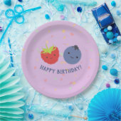 Cute Berry Happy Birthday Kawaii Berries Papieren Bordje (Feest)