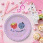 Cute Berry Happy Birthday Kawaii Berries Papieren Bordje (Feest)