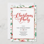 Cute Berry Pattern Calligraphy Christmas Party Kaart (Voorkant)