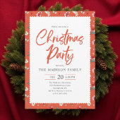 Cute Berry Pattern Handwritten Christmas Party Kaart