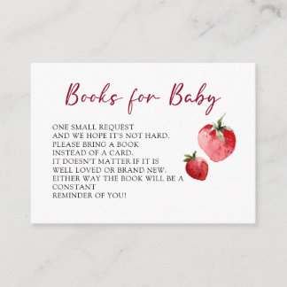 Cute Berry Strawberry Baby Shower Book Request Informatiekaartje