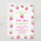 Cute Berry Sweet Pink Strawberries Birthday Kaart (Voorkant)