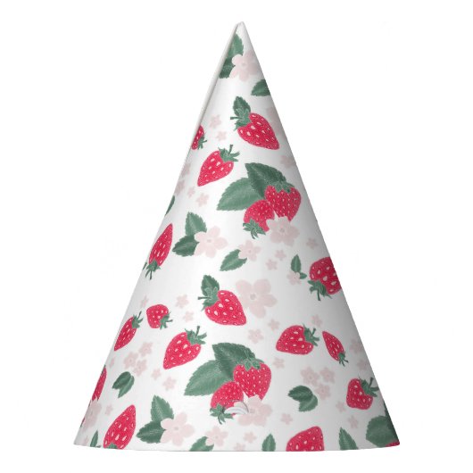 Cute Berry Sweet Strawberry Birthday Party Petten Feesthoedjes (Links)