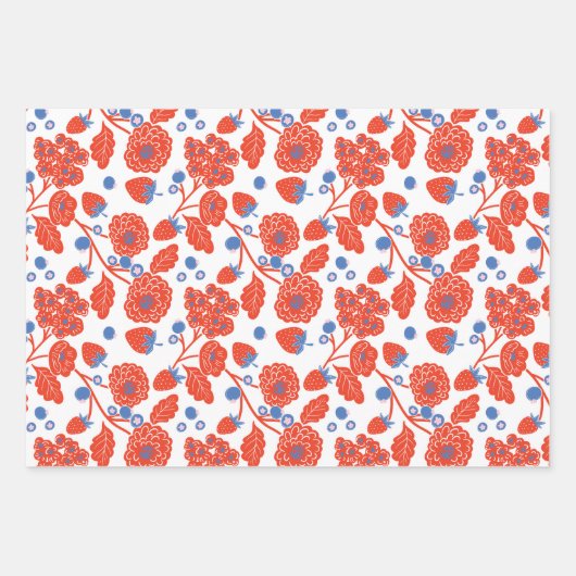 Cute Berry Sweet Strawberry Blueberry Baby Shower  Inpakpapier Vel (Voorkant 2)