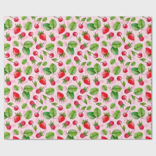 Cute Berry Wrapping Paper Cadeaupapier (Vlak)