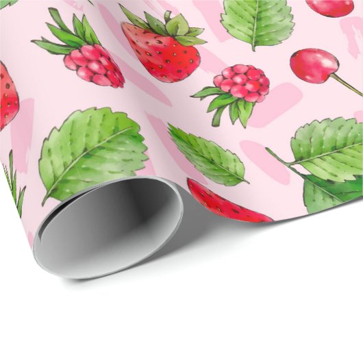 Cute Berry Wrapping Paper Cadeaupapier (Rol Hoek)