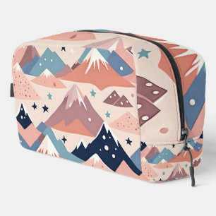 Cute besneeuwde bergen en sterren patroon roze toilettasje