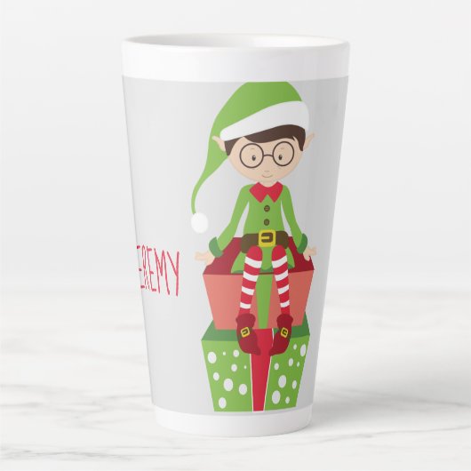 Cute Bespected Elf Personalized Latte Mok (Voorkant)