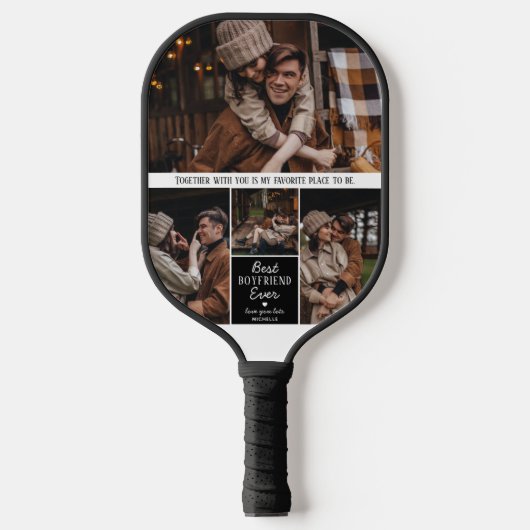 Cute Best 'BoyVriend', ooit 4 Foto Collage Pickleball Paddle (Voorkant)