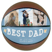 Cute Best Dad Blue 3 Photo Collage Keepslag Basketbal (Voorkant)
