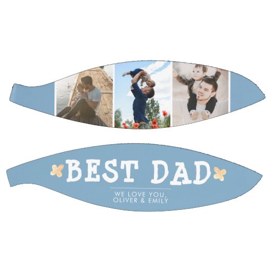 Cute Best Dad Blue 3 Photo Collage Keepslag Basketbal (Panelen)