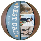Cute Best Dad Blue 3 Photo Collage Keepslag Basketbal (Verticaal)