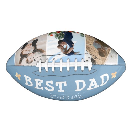 Cute Best Dad Family 3 Photo Collage Keepslag American Football (Voorkant)