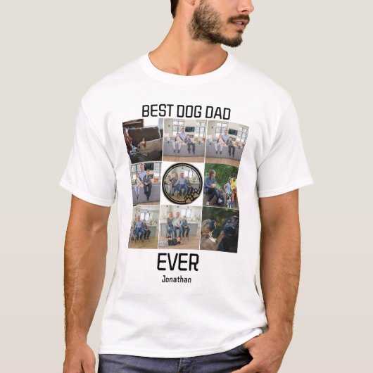 Cute Best Dog Dad Ever Custom 9 Photo Collage T-shirt (Voorkant)
