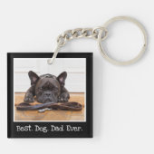 Cute Best Dog Dad Oover Photo Personated Black Sleutelhanger (Achterkant)