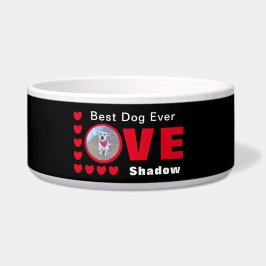 Cute Best Dog Ever Red Hearts Name Black Voerbakje