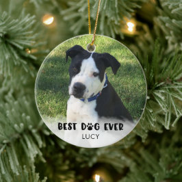 Cute BEST DOG EVER Typography Keramisch Ornament