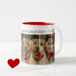 Cute Best Dog Mom Hearts 3 Photo Tweekleurige Koffiemok