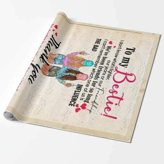 Cute Best Friend Gift, Funny Friendship Day Gifts Cadeaupapier (Uitgerold)
