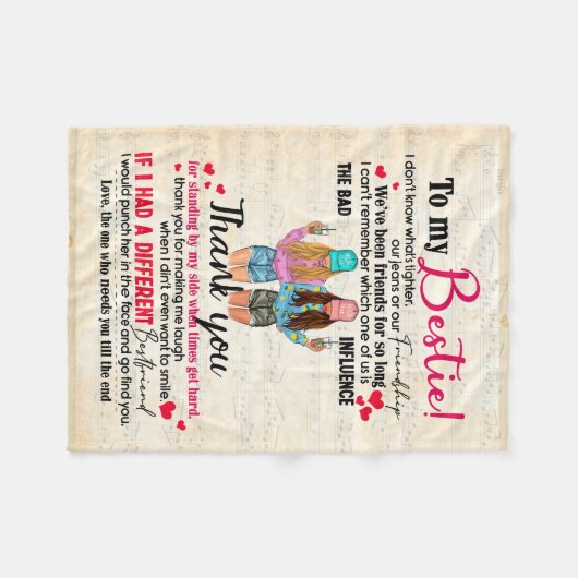 Cute Best Friend Gift, Funny Friendship Day Gifts Fleece Deken (Voorkant (Horizontaal))