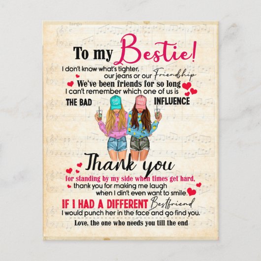 Cute Best Friend Gift, Funny Friendship Day Gifts Flyer (Voorkant)