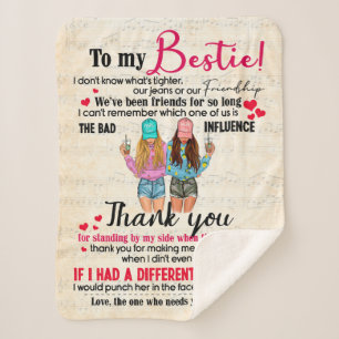 Cute Best Friend Gift, Funny Friendship Day Gifts Sherpa Deken