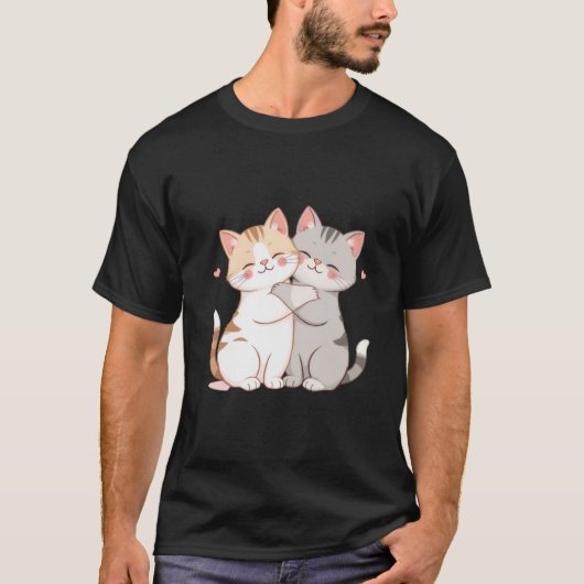 Cute Best Friend Kittens Hugging Love Art ✨🐾💕 T-shirt (Voorkant)