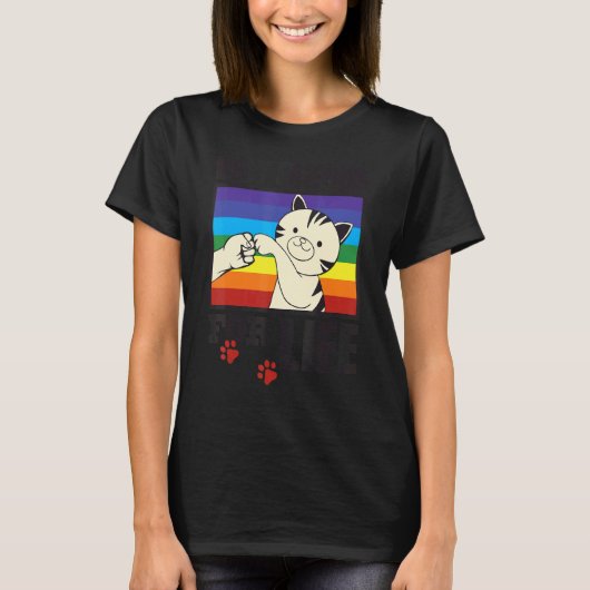 Cute Best Friends For Life Fist Bumping Cat Rainbo T-shirt (Voorkant)