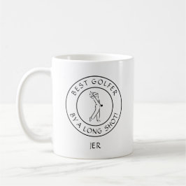 Cute Best Golfer Long Shot Pun voor hem Black Whit Koffiemok