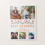 Cute Best Grandma Flowers Floral Family Foto Legpuzzel<br><div class="desc">Cute Best Grandma Flowers Floral Family 5 Foto's Puzzle. Door de hand getekende bloemen en 5 familiefoto's. Creëer je eigen persoonlijke cadeau voor een grootmoeder voor moederdag,  verjaardag of Kerstmis.</div>