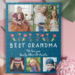 Cute Best Grandma Flowers Floral Family Foto Legpuzzel<br><div class="desc">Cute Best Grandma Flowers Floral Family 5 Foto's Puzzle. Door de hand getekende bloemen en 5 familiefoto's. Creëer je eigen persoonlijke cadeau voor een grootmoeder voor moederdag,  verjaardag of Kerstmis.</div>