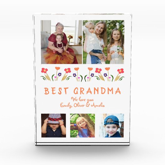 Cute Best Grandma Flowers Floral Family Fotoblokken (Voorkant)